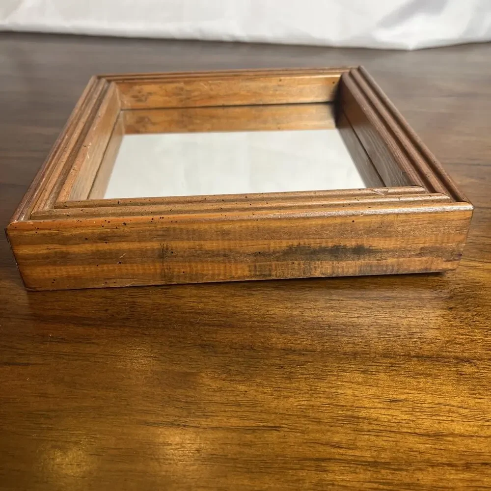 Small Wooden Framed Mirror - 8” Square Or 11.5” Diamond MCM Unassuming Cabin